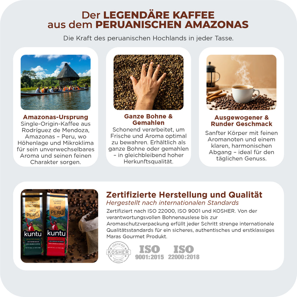 Kaffee Gourmet Kuntu, ganze Bohnen - Doypack, 250 g