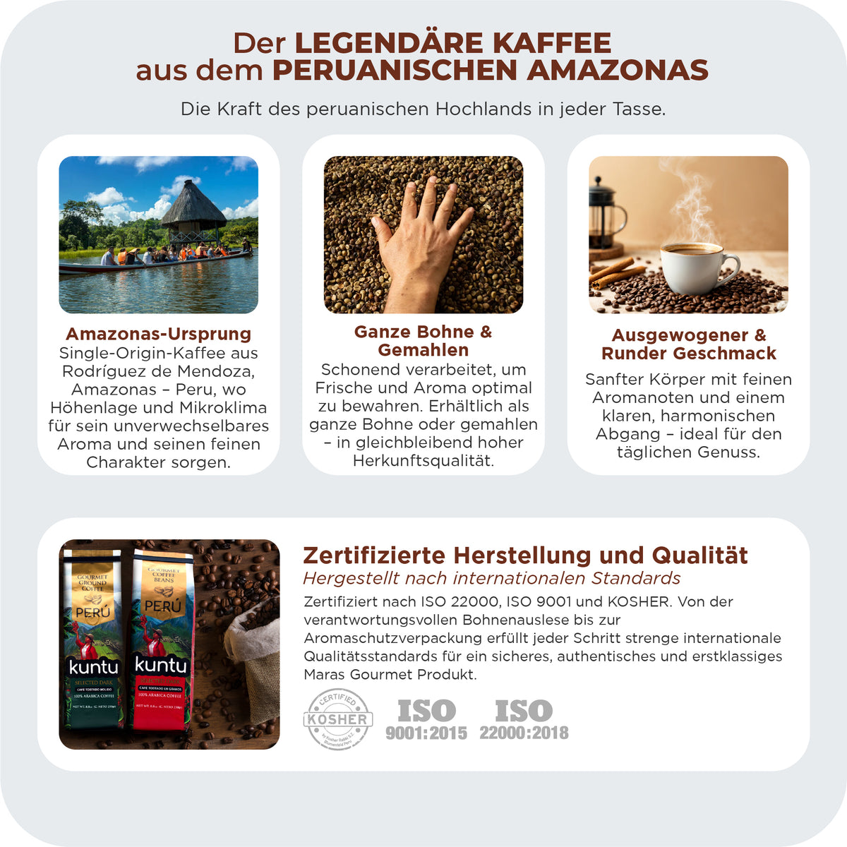 Kaffee Gourmet Kuntu, ganze Bohnen - Doypack, 250 g