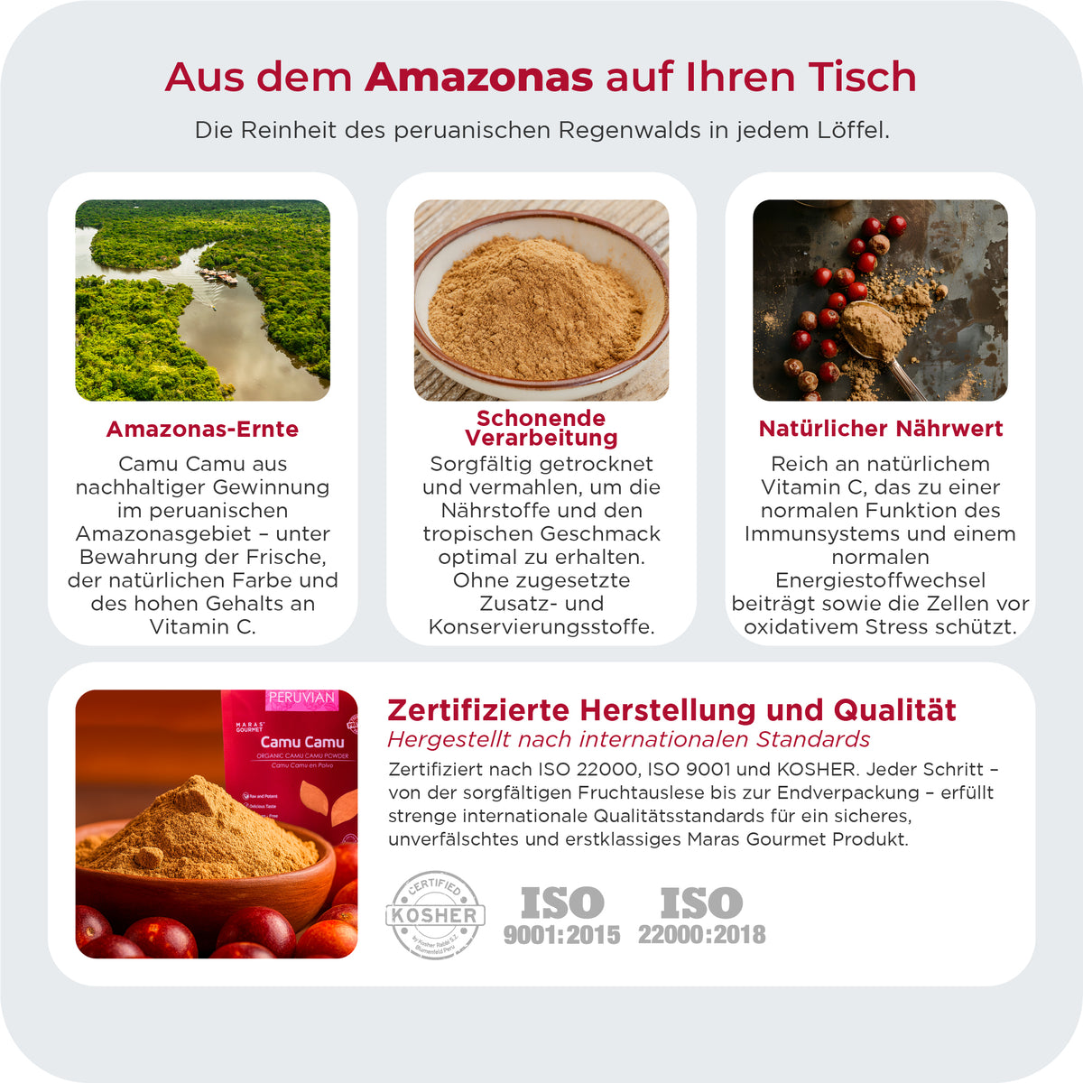 Camu Camu Superfood Reines Bio-Camu-Camu-Pulver – Großgebinde-Karton 14 kg (7 Beutel  2 kg)