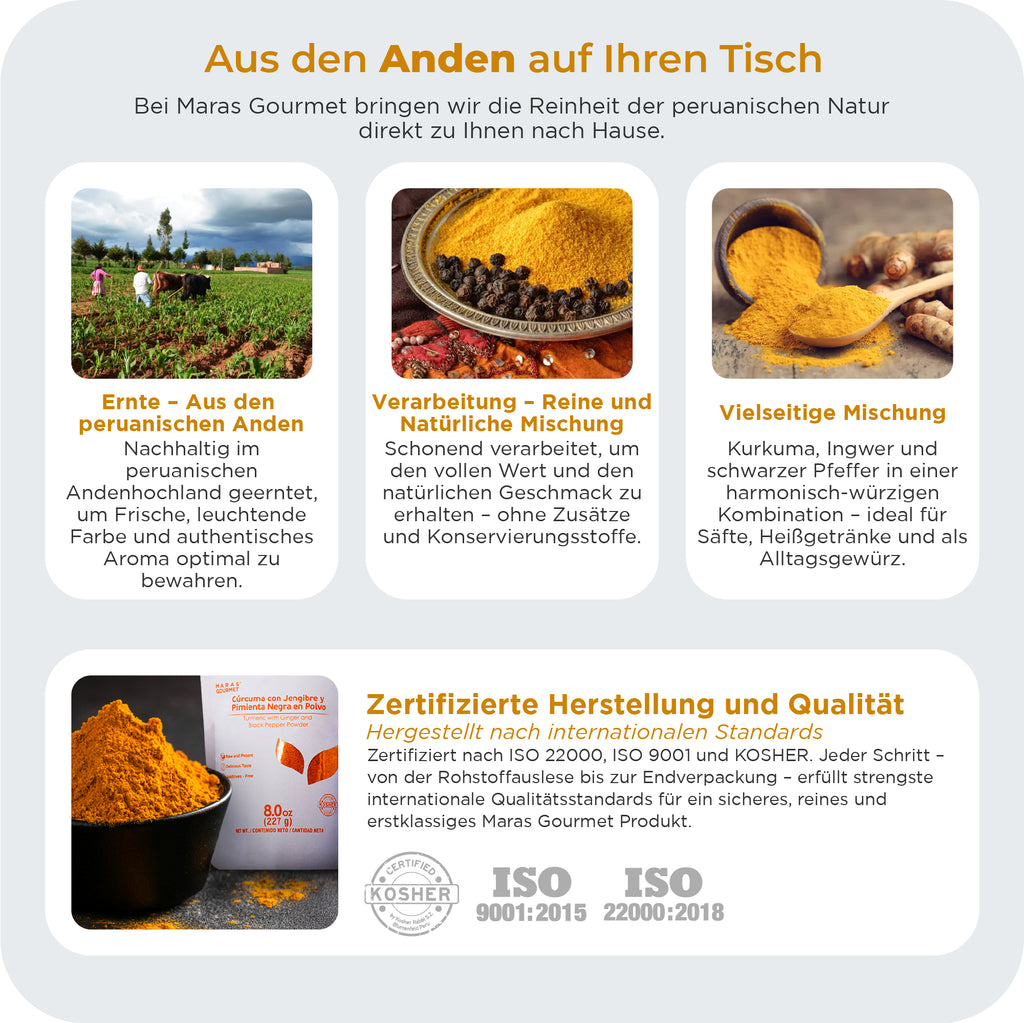 Kurkuma mit Ingwer und schwarzem Pfeffer - Doypack, 227 g