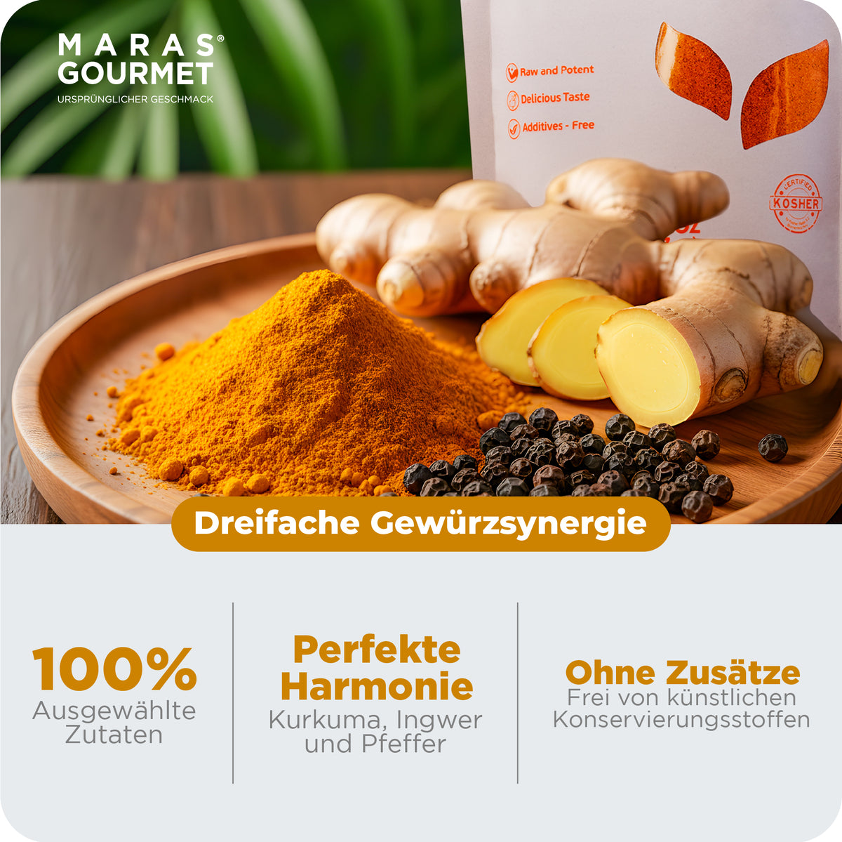 Kurkuma mit Ingwer und schwarzem Pfeffer - Doypack, 227 g