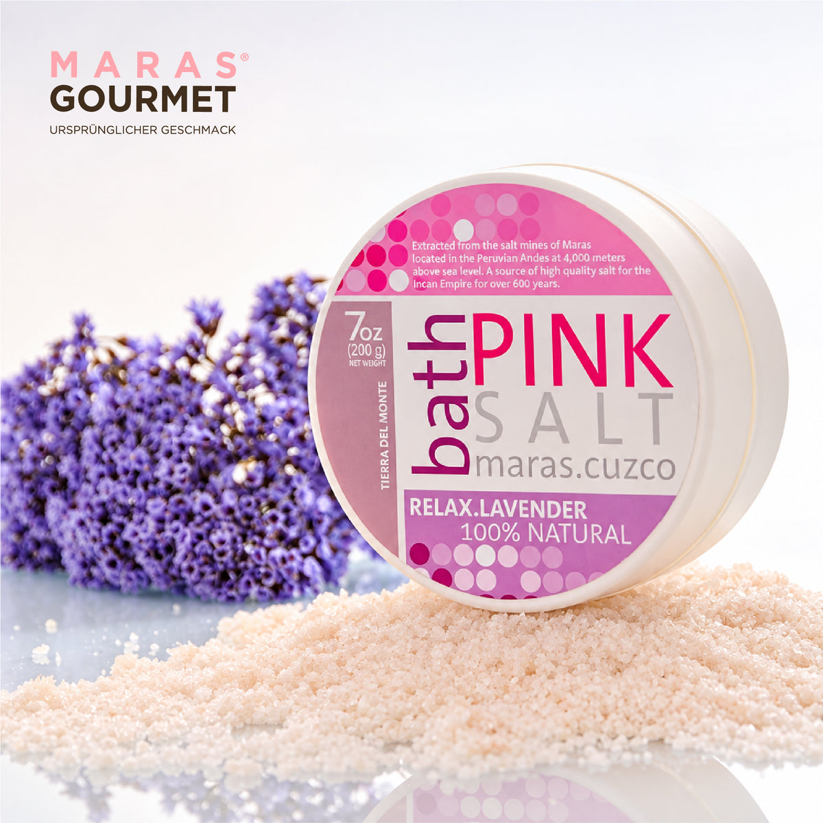 Rosa Maras-Salz Lavendel – Badesalz Relax | 200 g