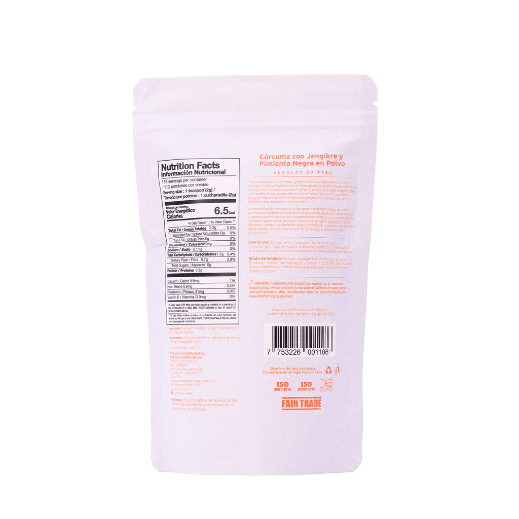 Kurkuma mit Ingwer und schwarzem Pfeffer - Doypack, 227 g