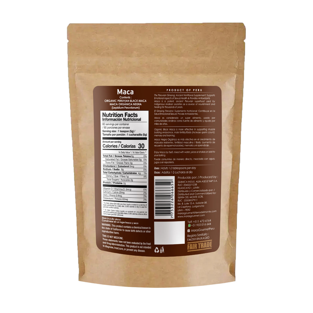 Bio-Schwarze Maca, gelatiniert - Doypack, 400 g