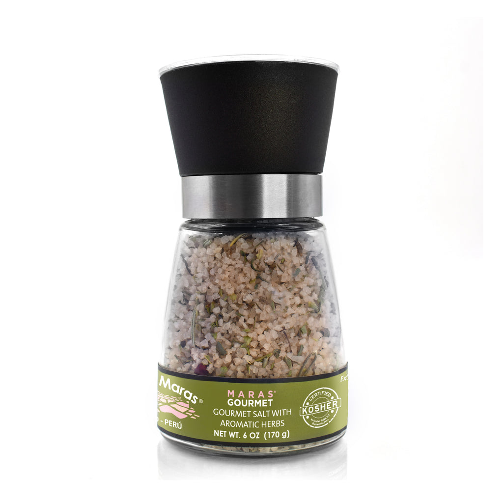 Rosa Maras-Salz Kräuter – Nachfüllbare Glasmühle, 170 g